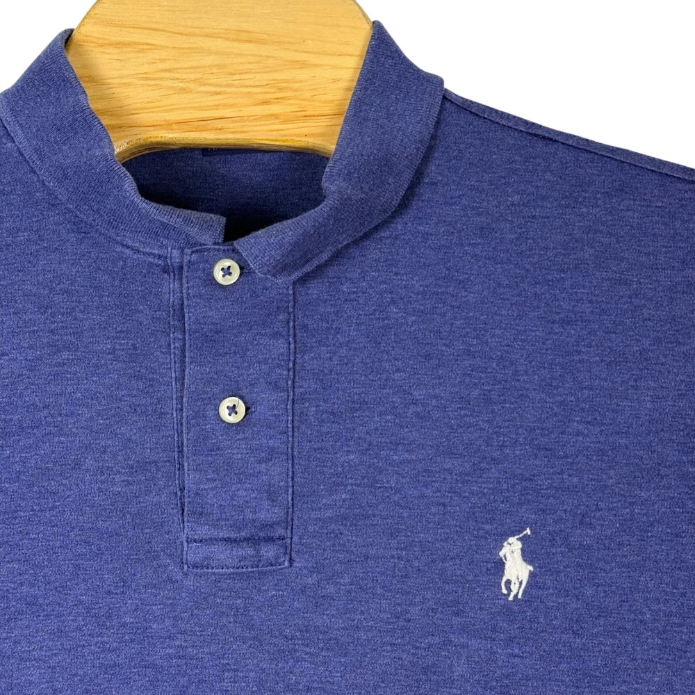 Polo Ralph Lauren Polo Shirt Men L Heather Blue Pima Soft Touch Cotton Pony Golf